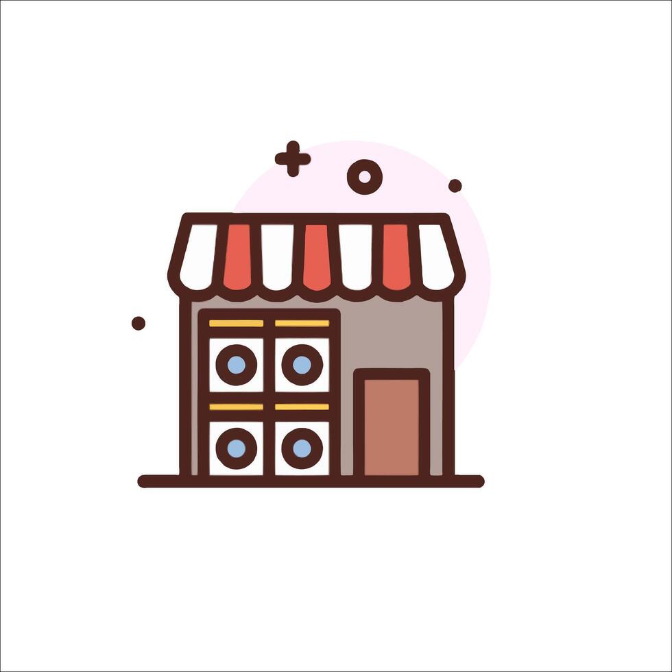 A store front with a sign that says shop vector