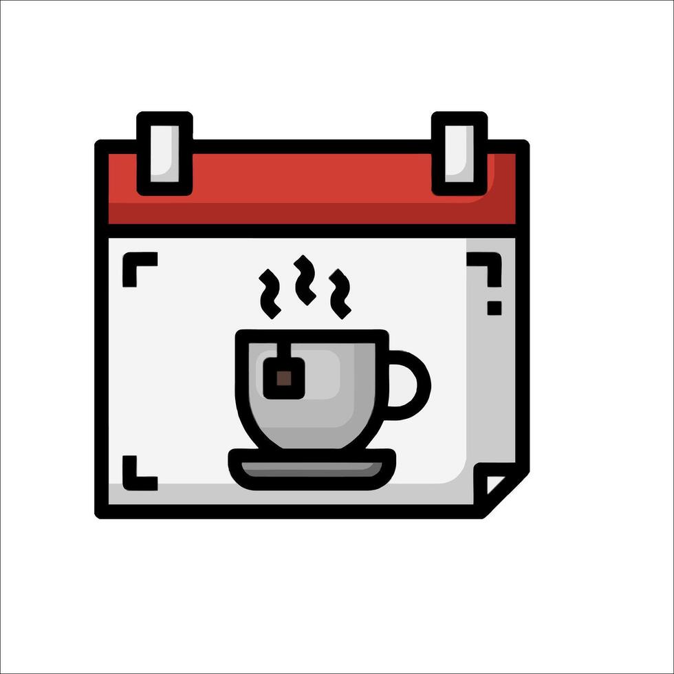A calendar with a cup of coffee and a tea bag vector