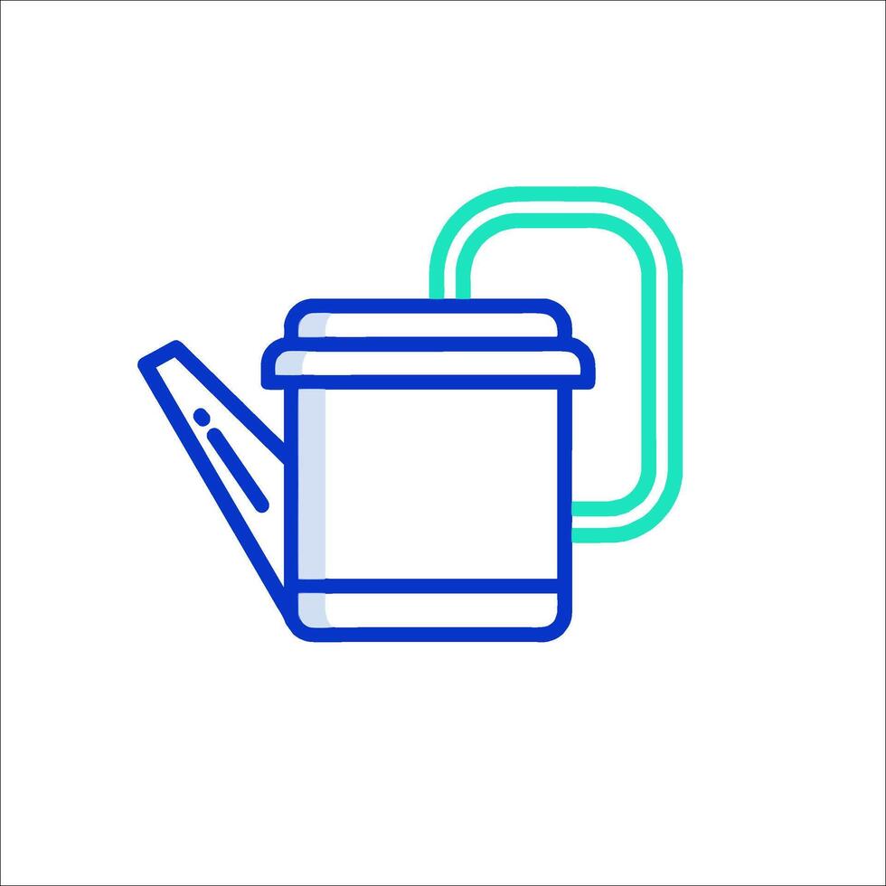 A watering can icon with a green handle vector