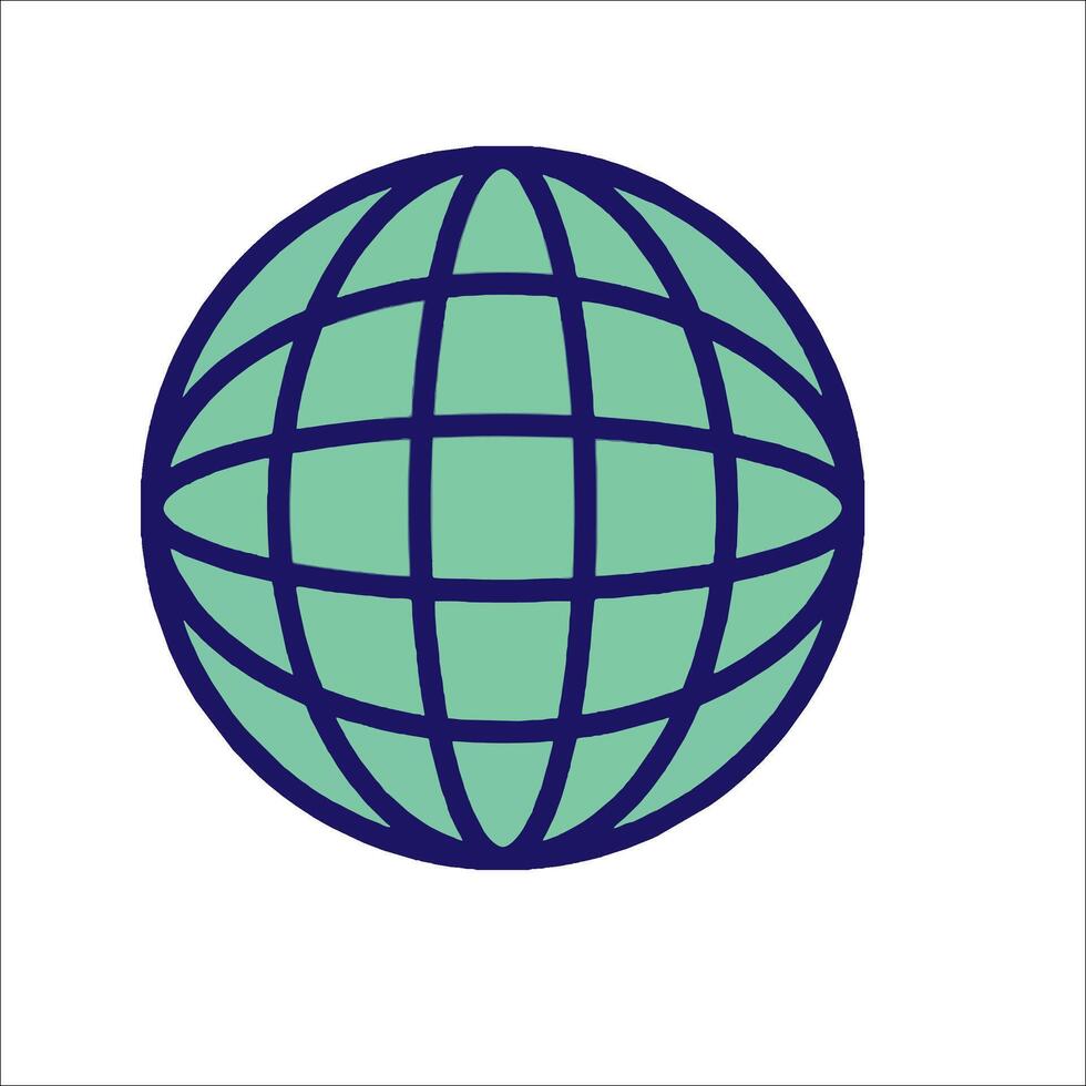 A globe with a blue and green outline vector