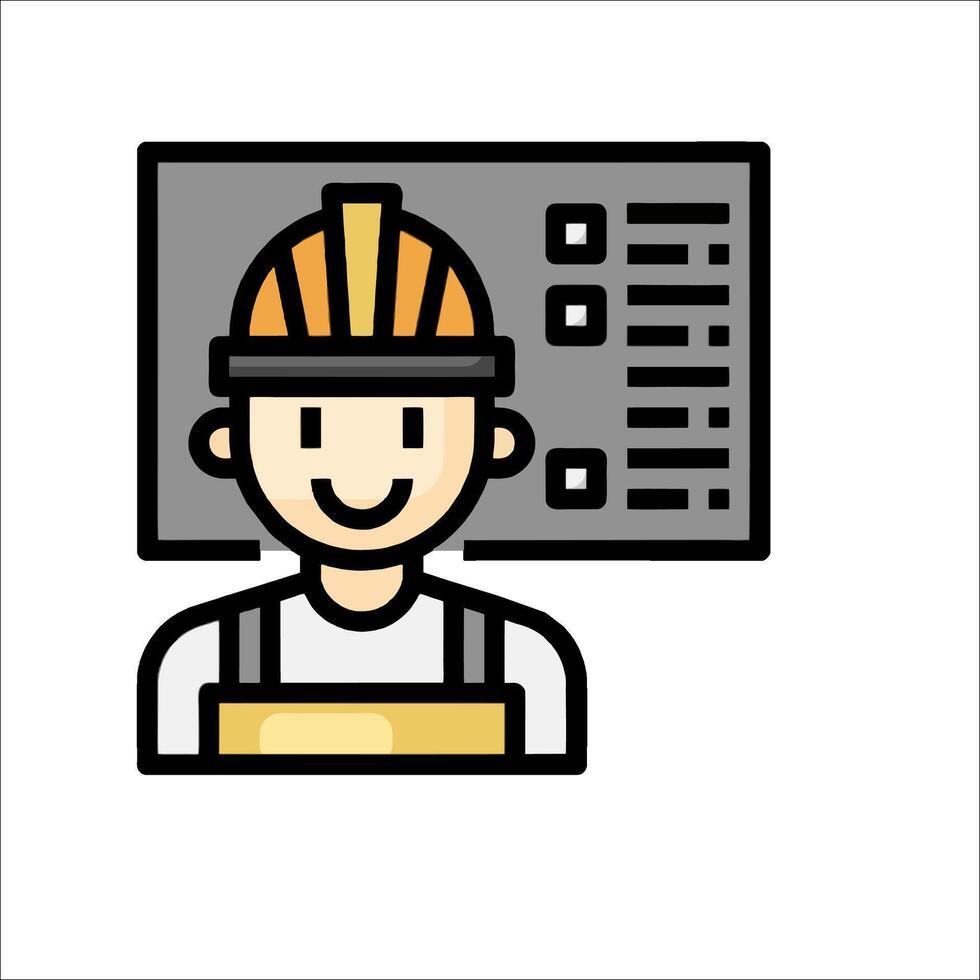 A construction worker with a clipboard and a hard hat vector