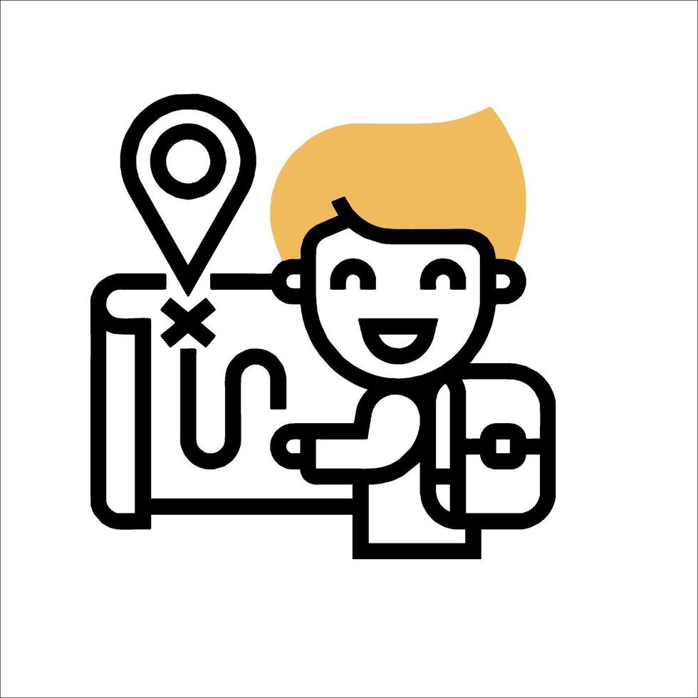 A boy with a backpack and map marker vector