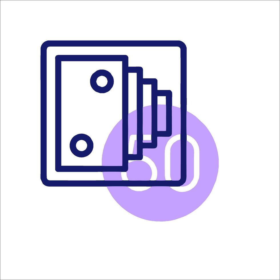 A purple and blue icon of a box with a dollar sign vector