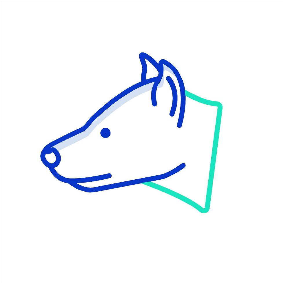 A dog head with a blue line on it vector