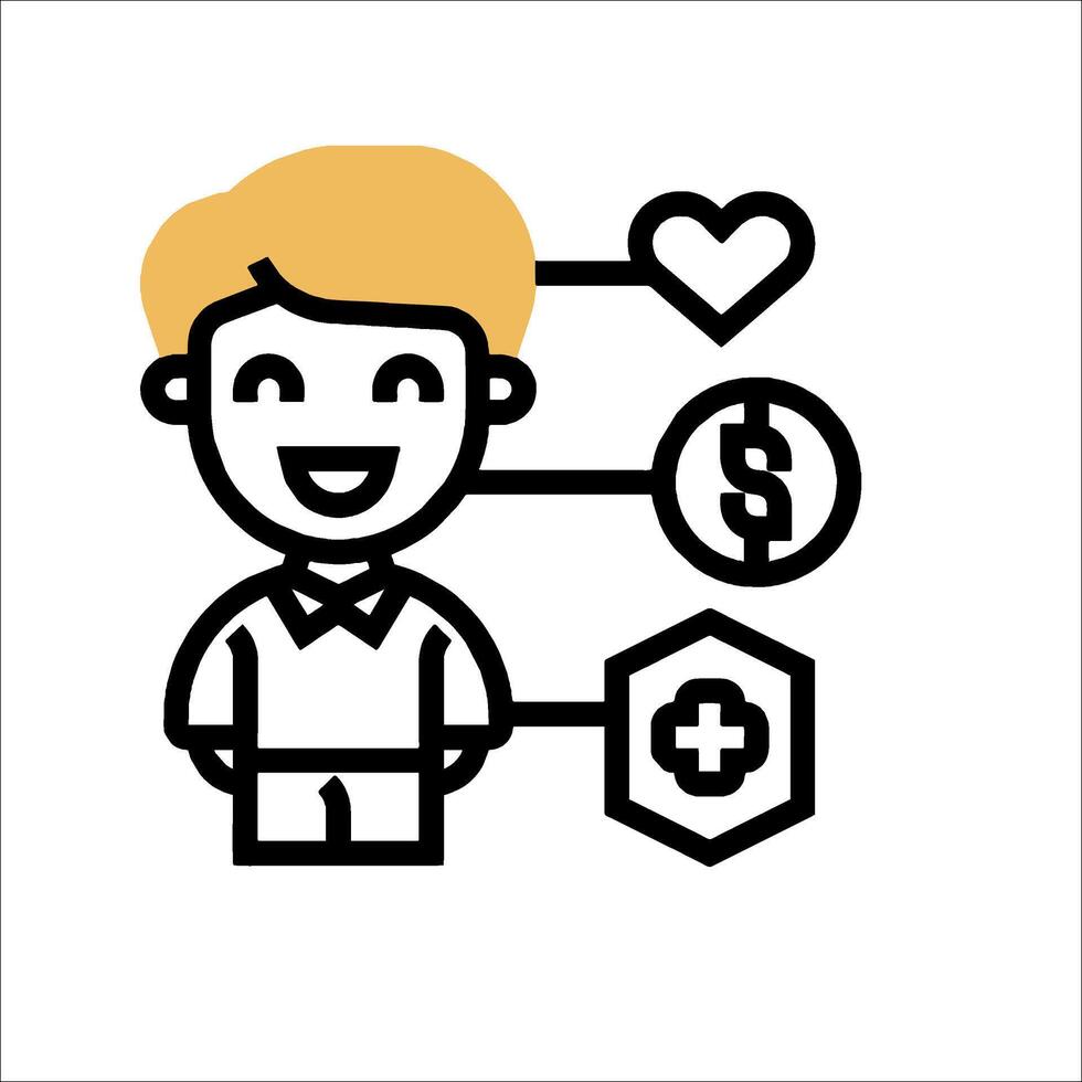 A man with a heart and dollar signs around him vector