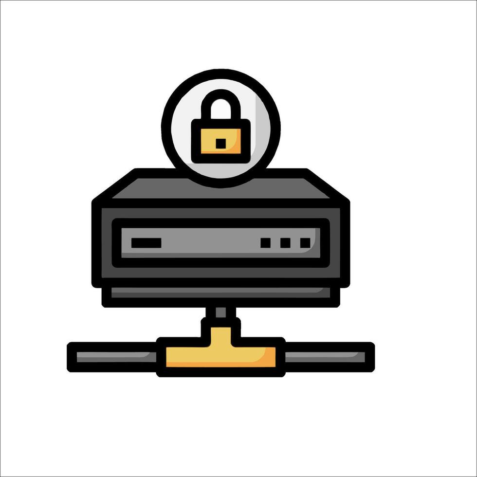 A computer with a padlock on it vector