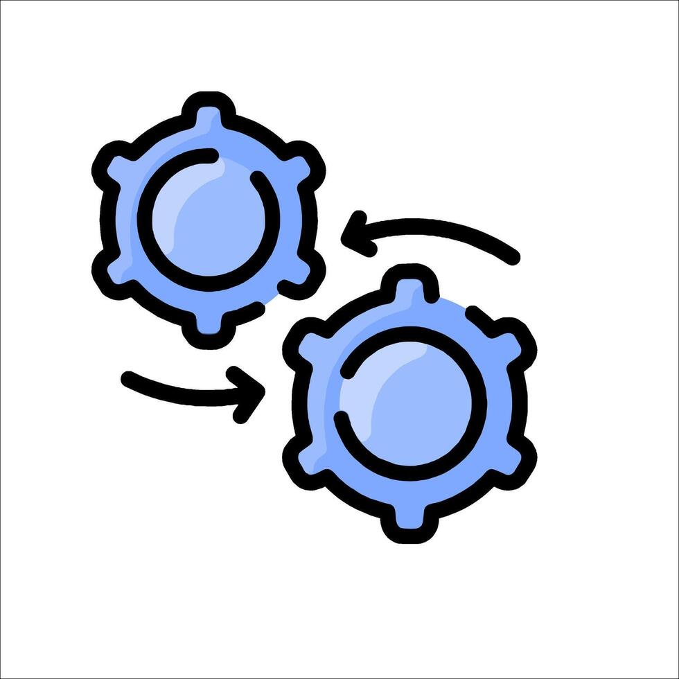 Two gears are connected to each other vector