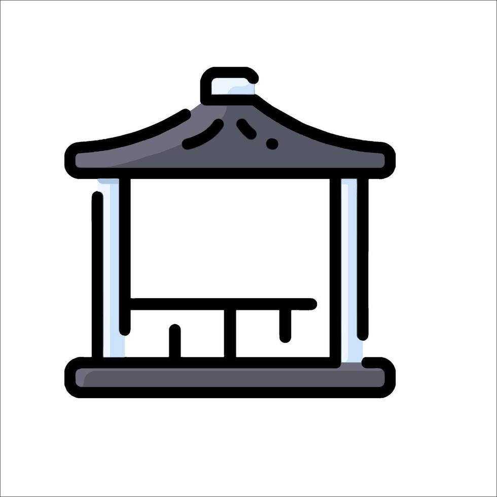 A black and white drawing of a gazebo vector