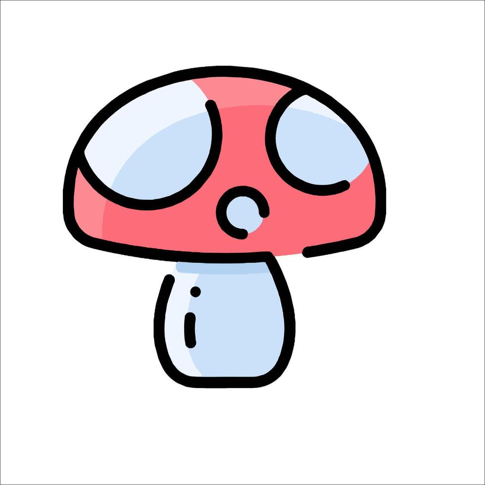 A cartoon mushroom with a red and blue face vector