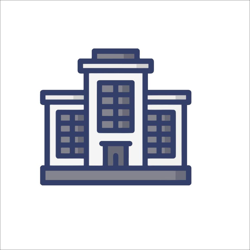 A building icon with a window and a door vector