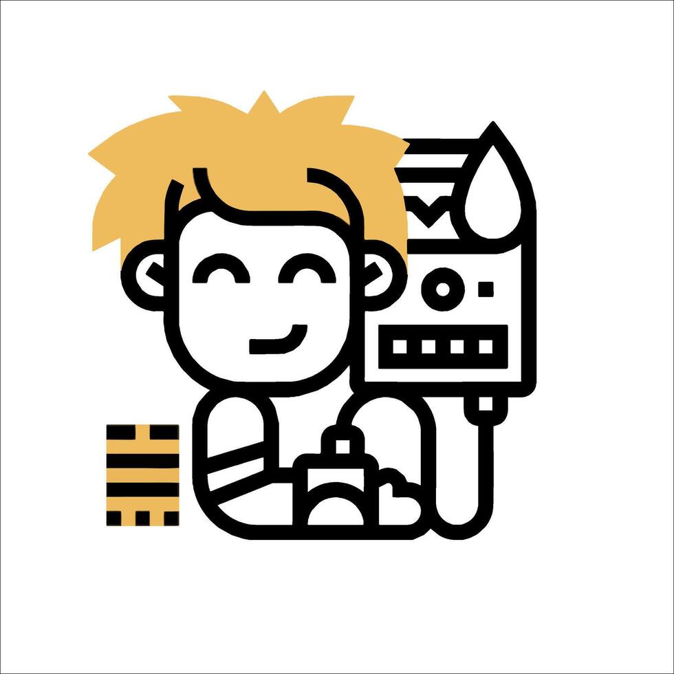 A cartoon boy holding a phone and a cup of coffee vector