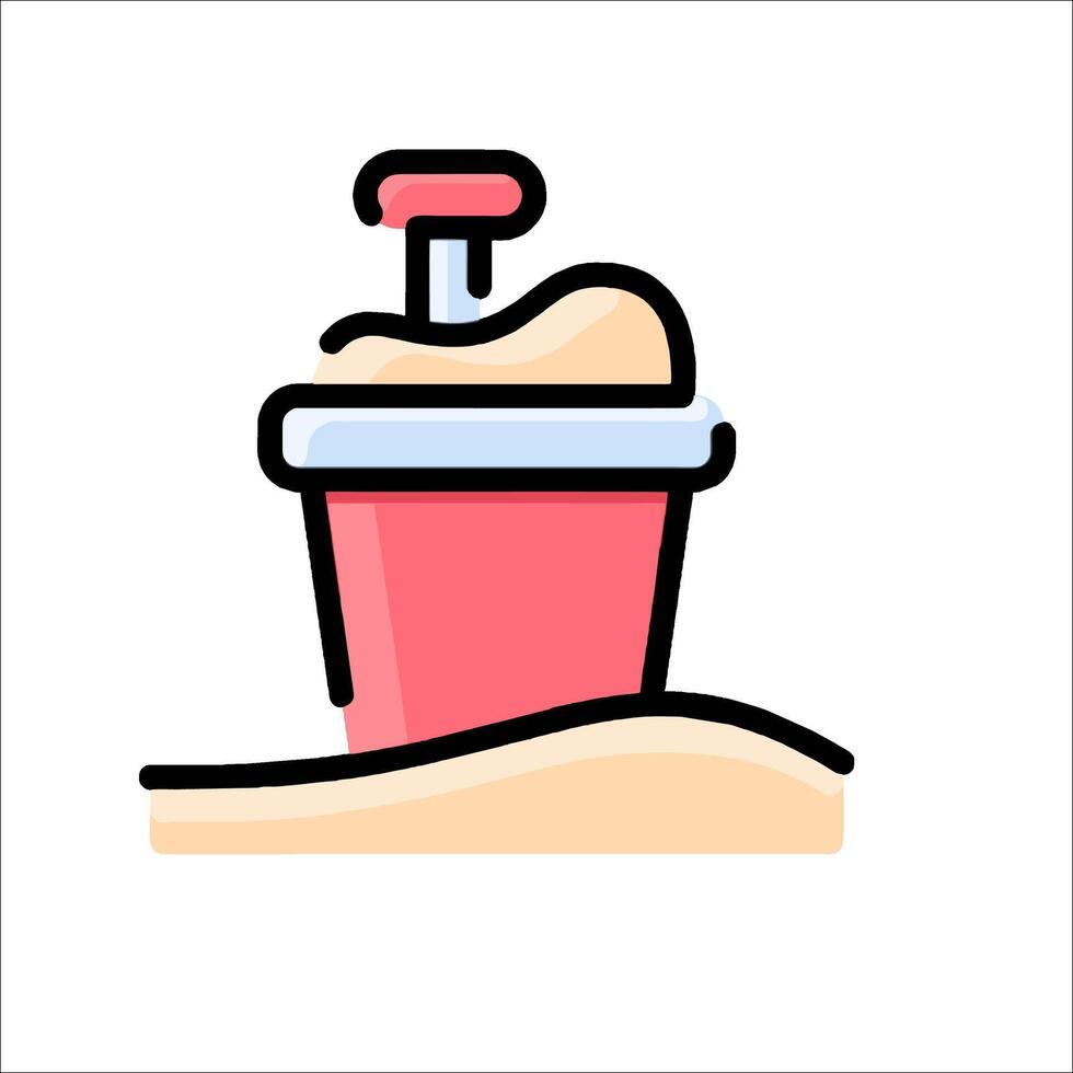 A pink ice cream cup with a handle on top vector