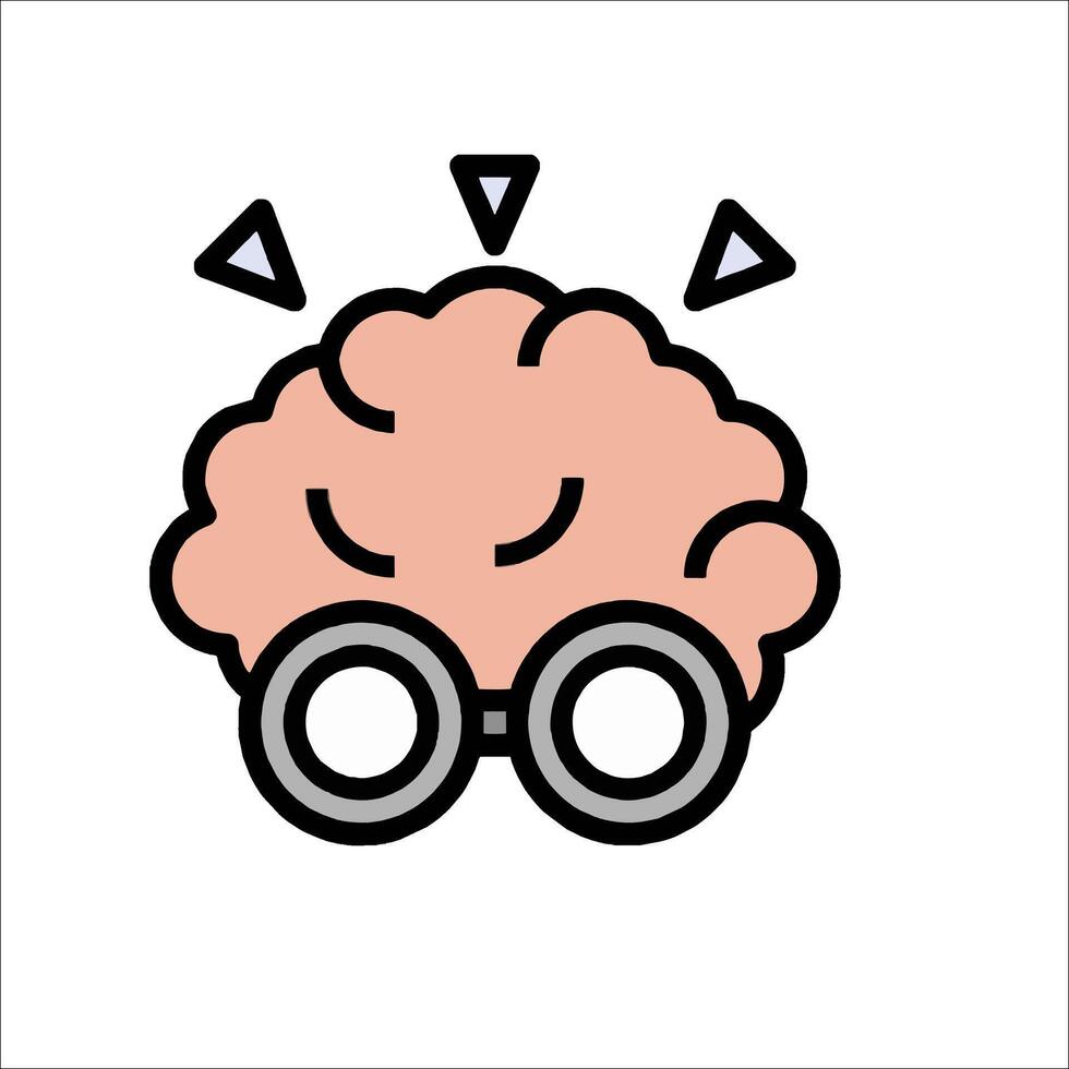 A cartoon brain with glasses and a light bulb vector