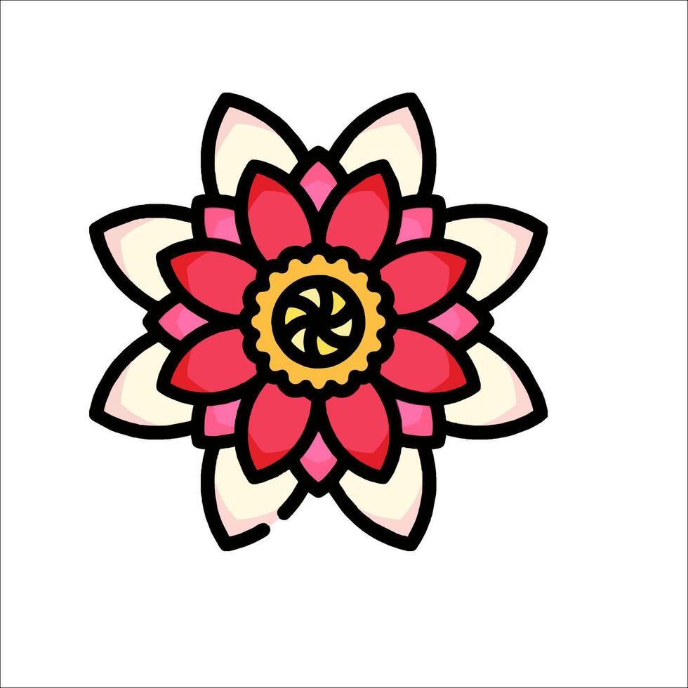 A flower with a yellow center and red petals vector