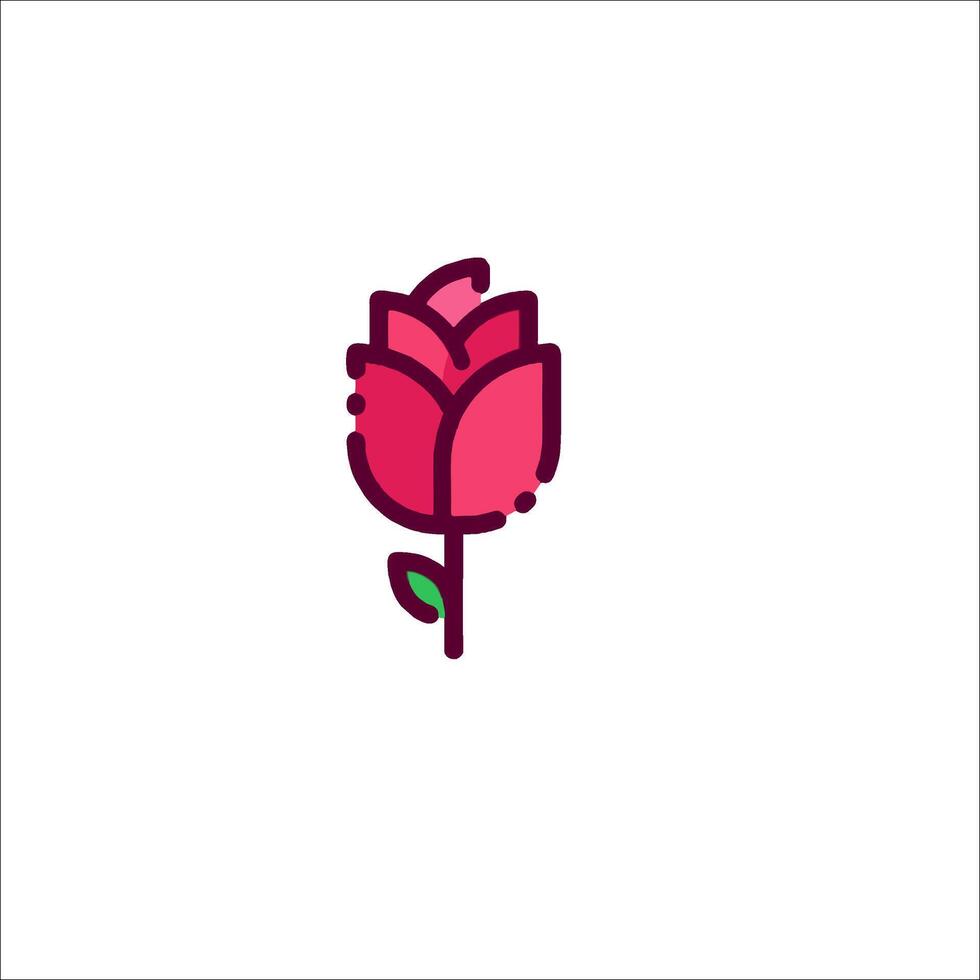 A rose is shown in a simple line drawing vector