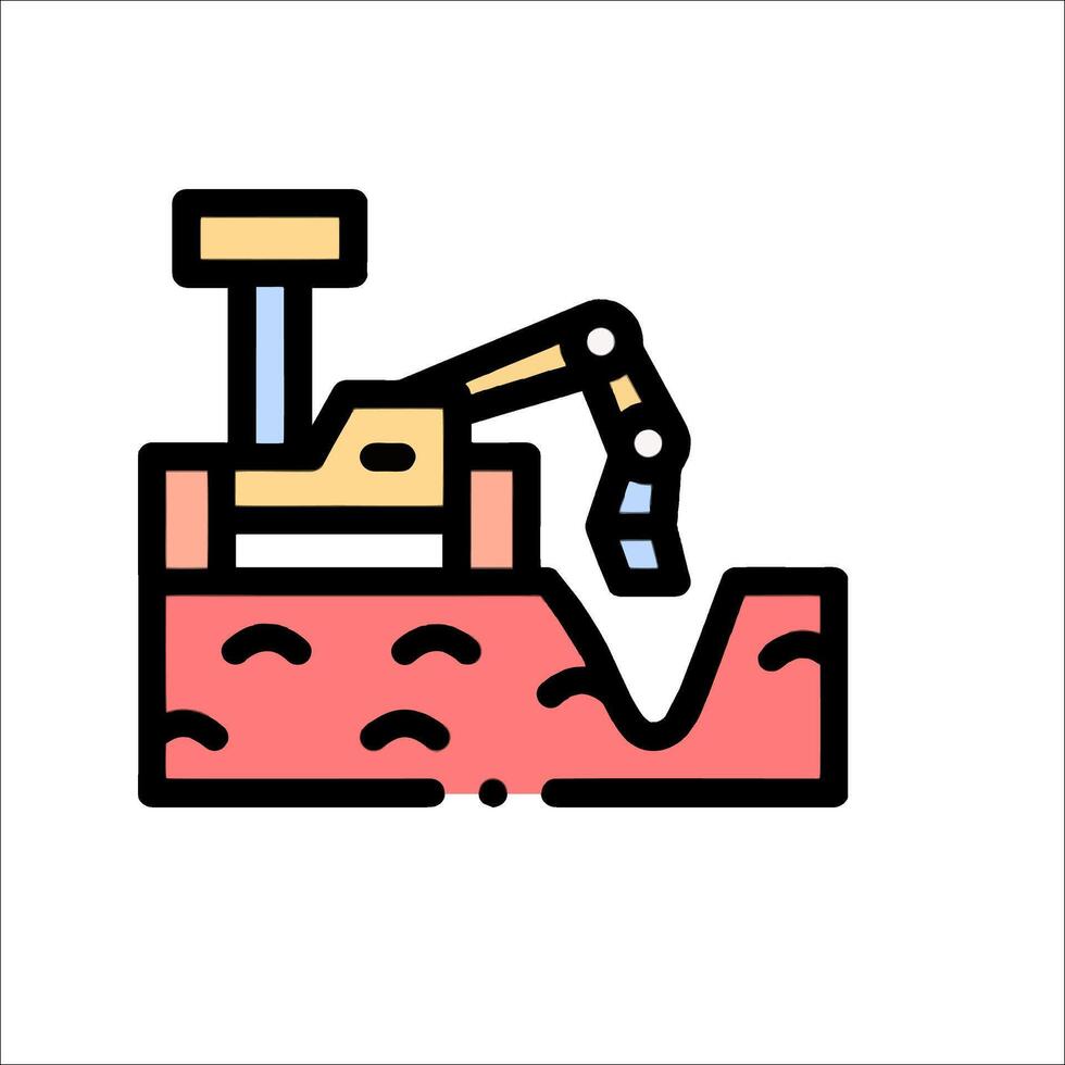 A machine is working on a piece of land vector