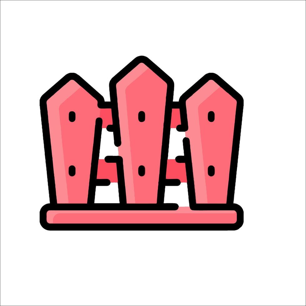 A pink fence with three wooden posts vector