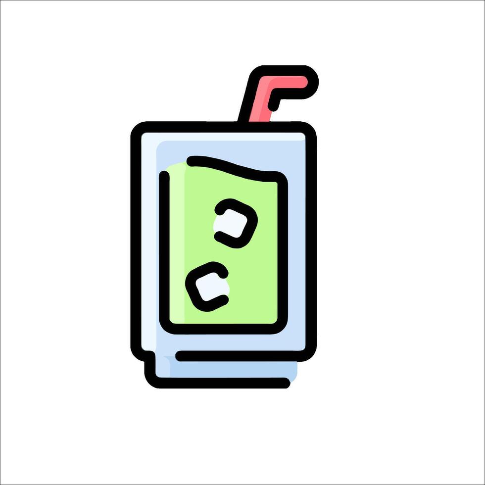 A drink with ice and a straw in it vector