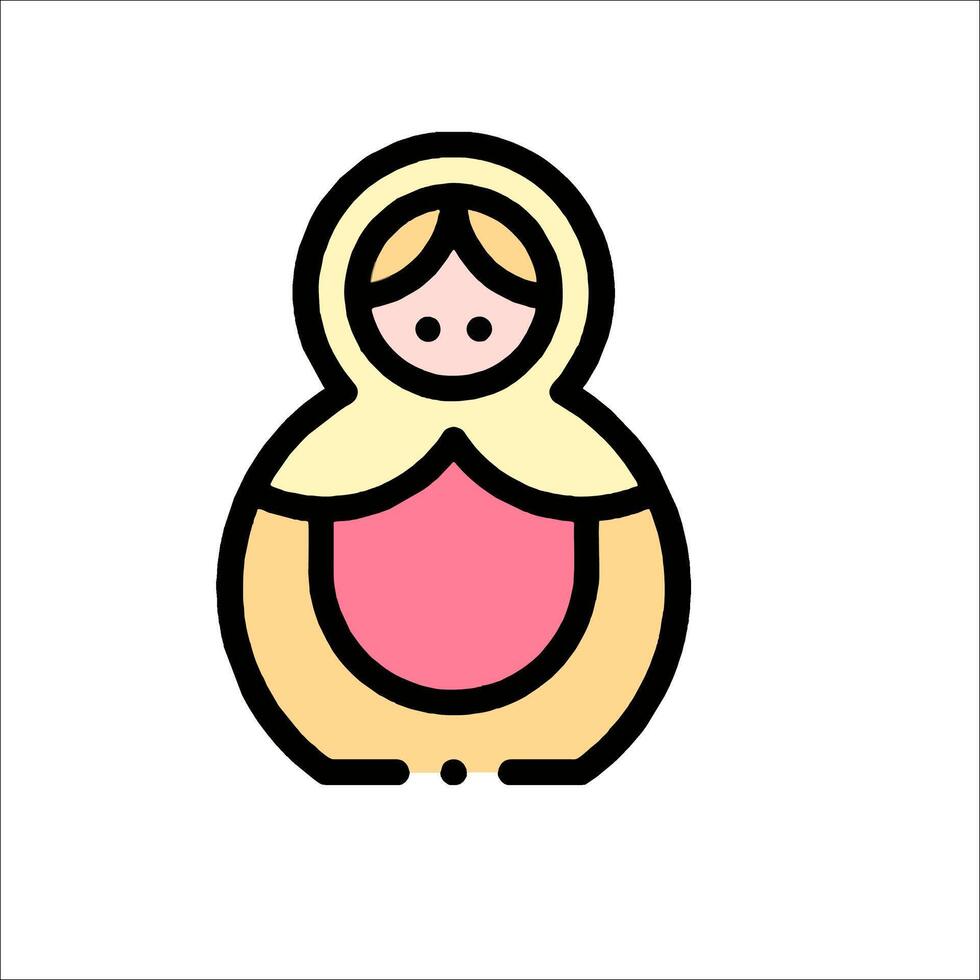A cartoon doll with a pink dress and a yellow hat vector