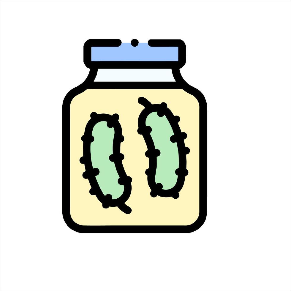 A jar of pickles with two pickles inside vector