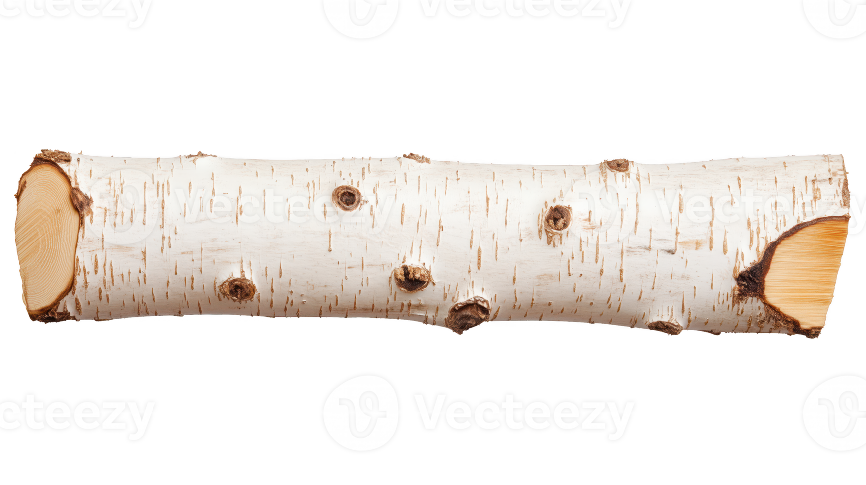 Birch log, isolated on transparent background for design or decoration. png