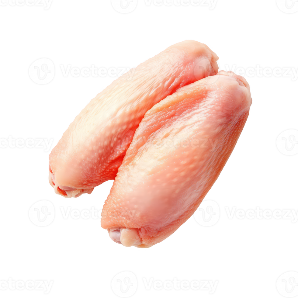 Raw chicken wings isolated on transparent background, perfect for culinary presentations or cooking references. png