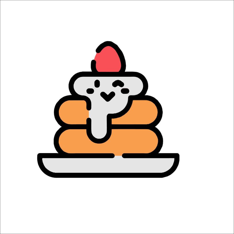 A cartoon pancake with a strawberry on top vector