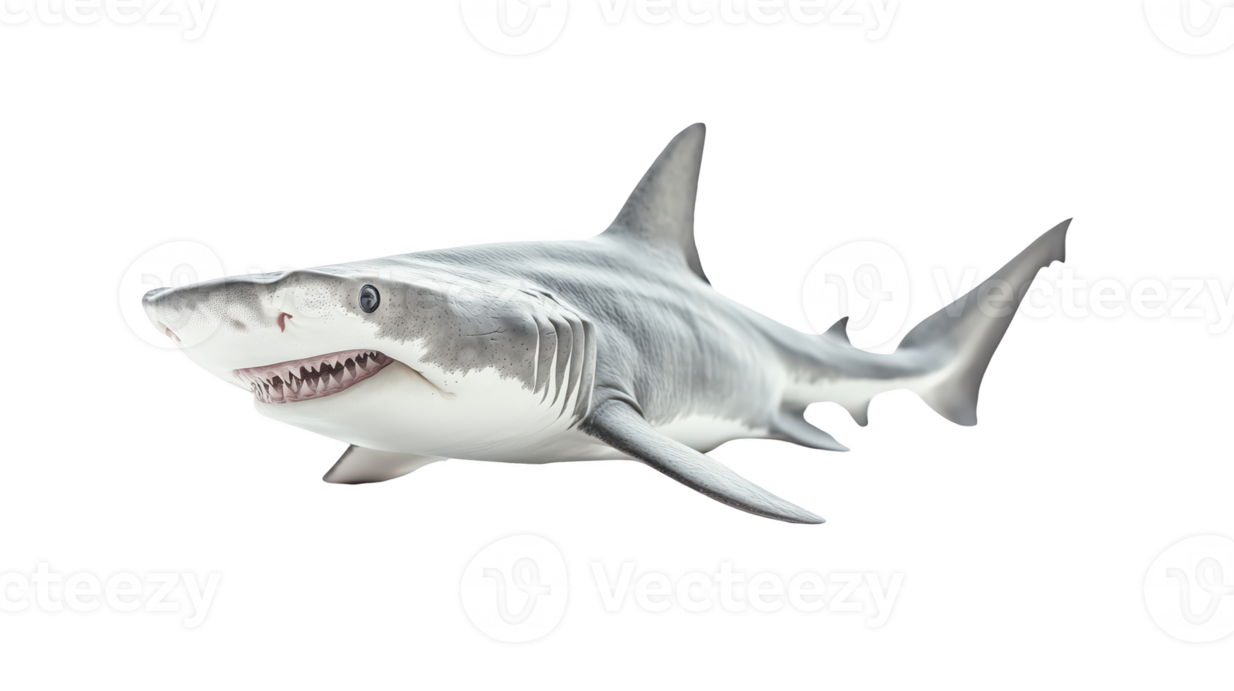 Realistic shark model, isolated on transparent background. png
