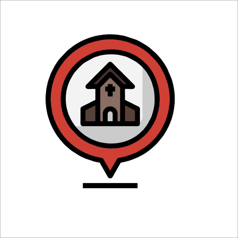 A church icon with a red dot on it vector