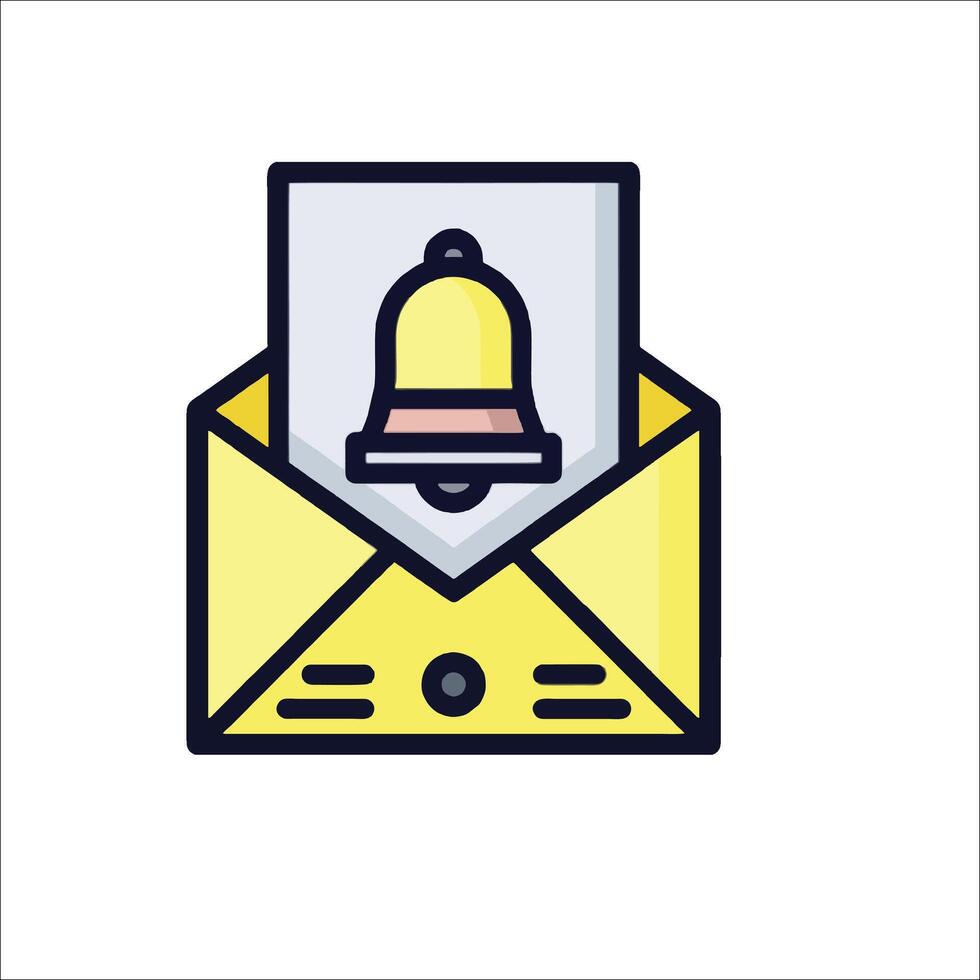 Email envelope icon with a bell vector