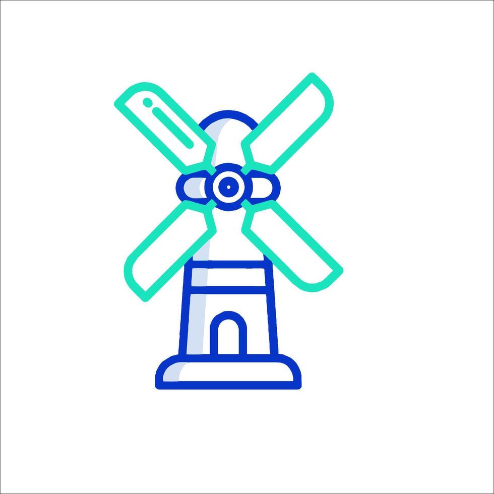 A blue and green windmill icon on a white background vector