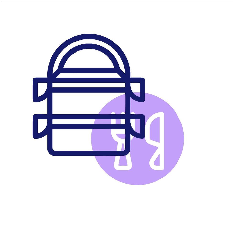 A line icon of a bag with a fork and knife vector