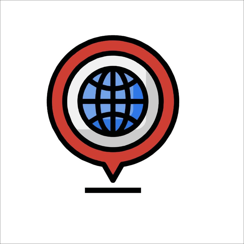 A globe icon on a map pointer vector