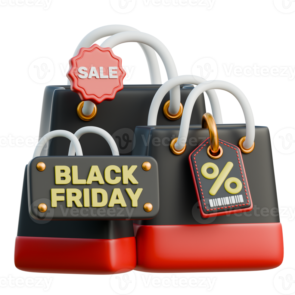 Black Friday Shopping Bags 3D Black Friday Sale Icon for uiux, web, app, infographic, etc png