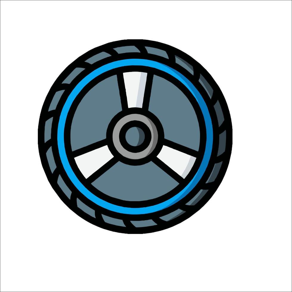 A blue and black wheel with a white background vector