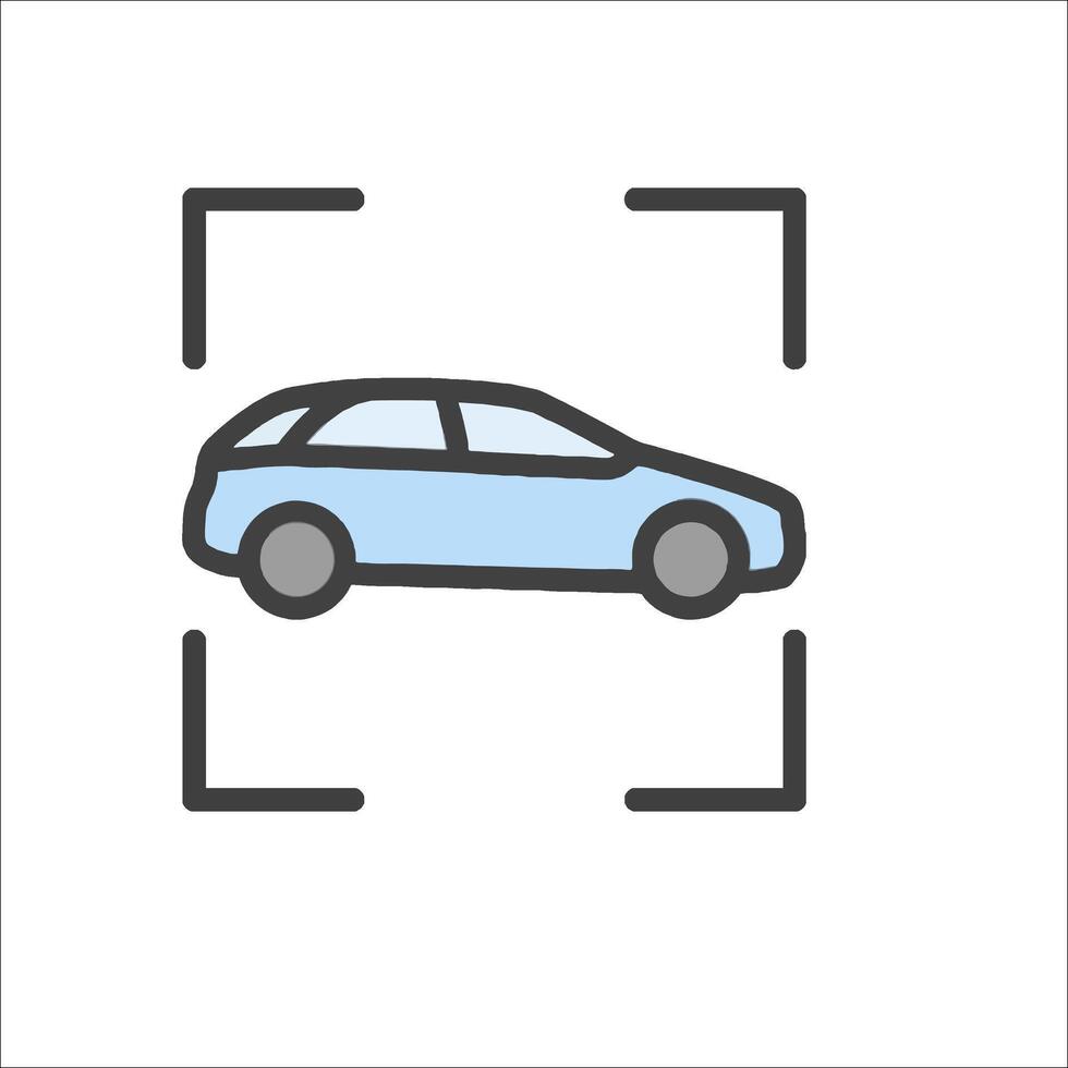 A car is shown in a square frame vector