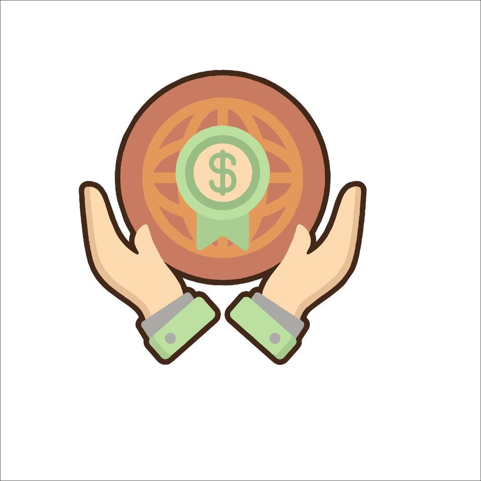 Hands holding a plate with a dollar sign on it vector