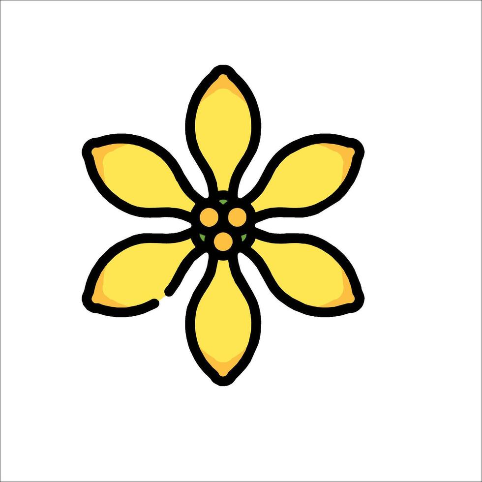 A yellow flower with four petals on a white background vector