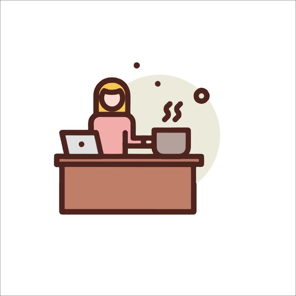 A woman is working at her desk with a laptop vector