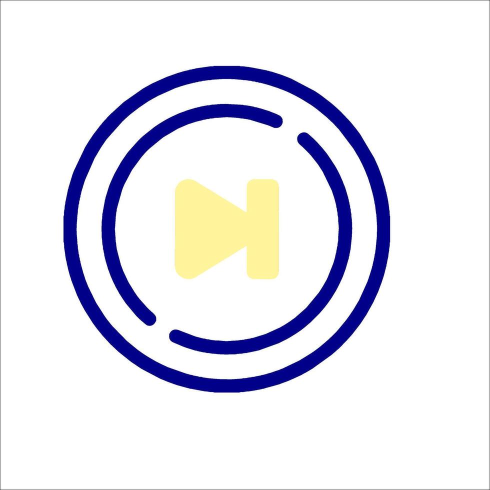 A blue and yellow play button icon vector