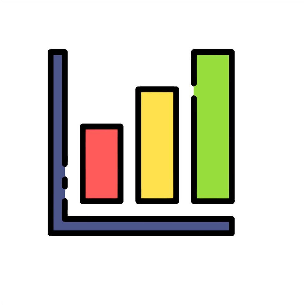 A colorful bar chart icon on a white background vector