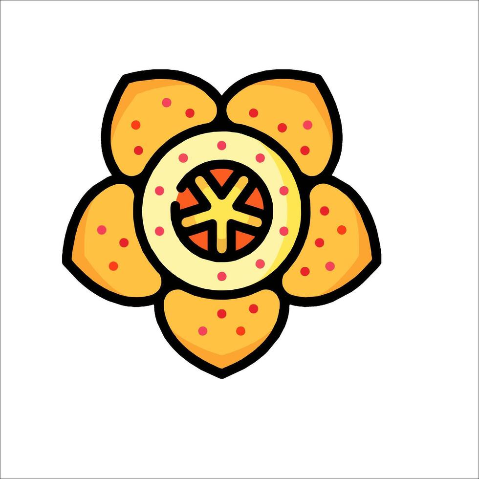 A yellow flower with a cross on it vector