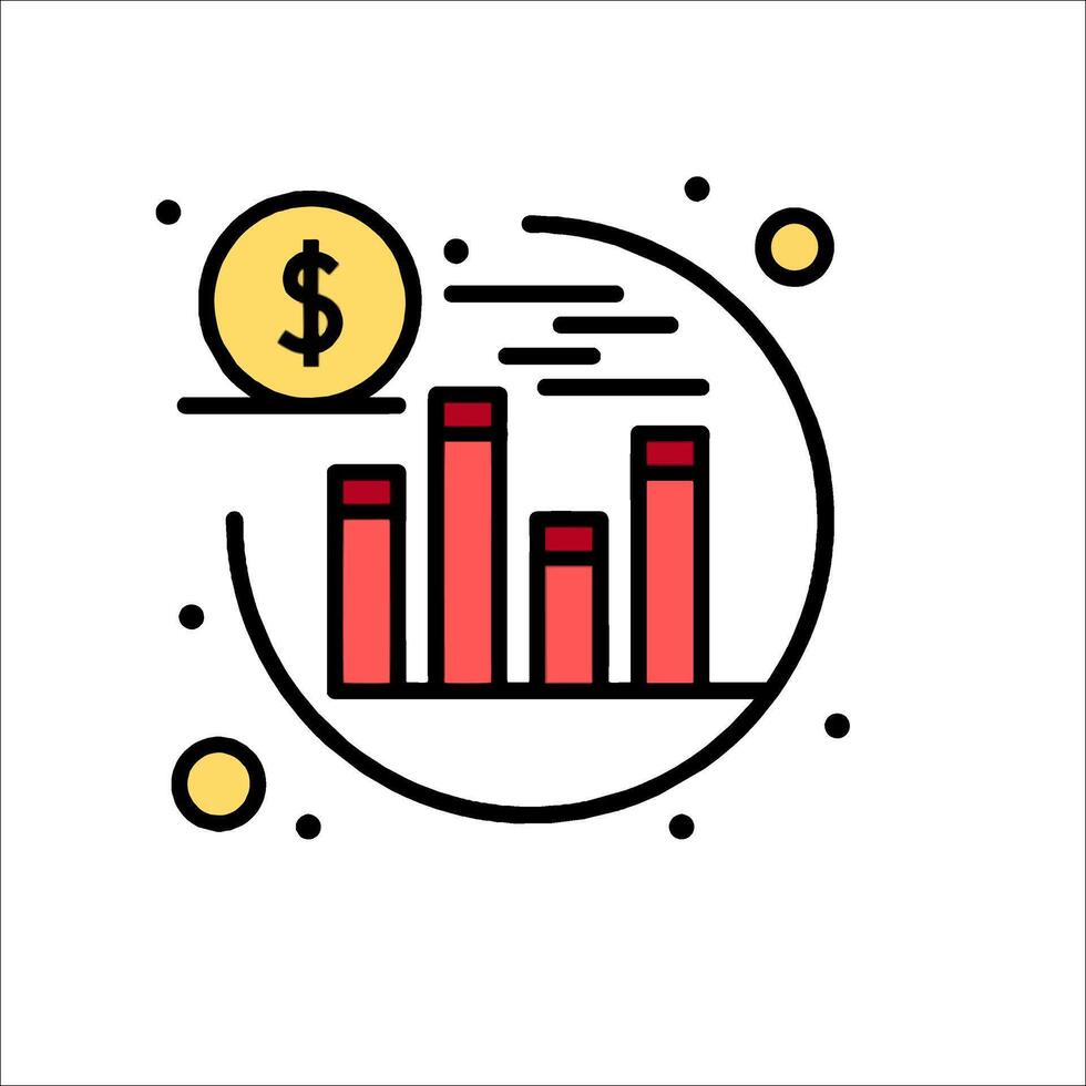 A line drawing of a bar chart with a dollar sign vector