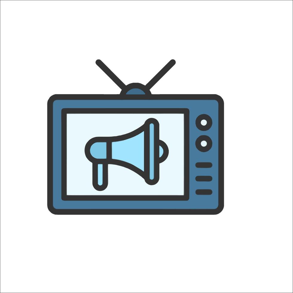 A television with a megaphone icon vector