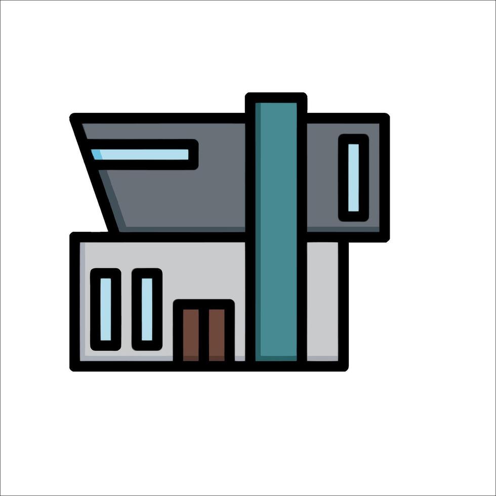 A building icon with a window and a door vector