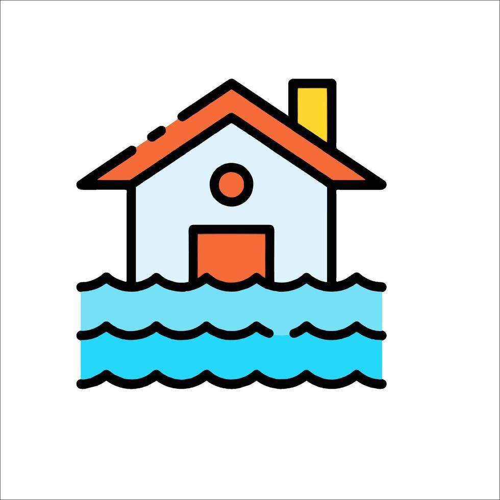 House in flood illustration vector