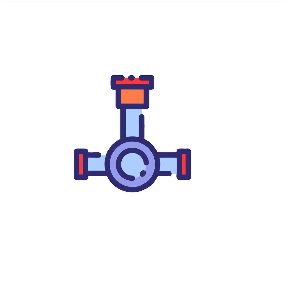 A blue and orange pipe with a valve on it vector