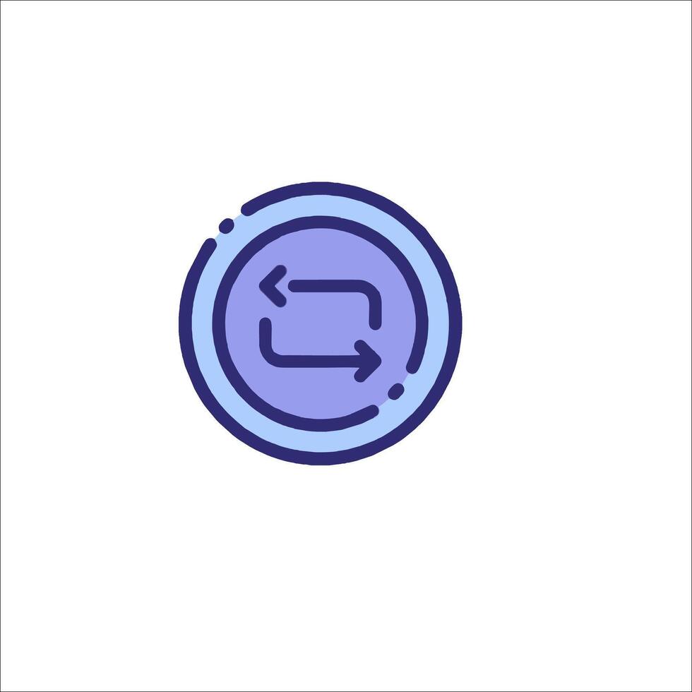 A blue and purple circle with an arrow pointing to the left vector