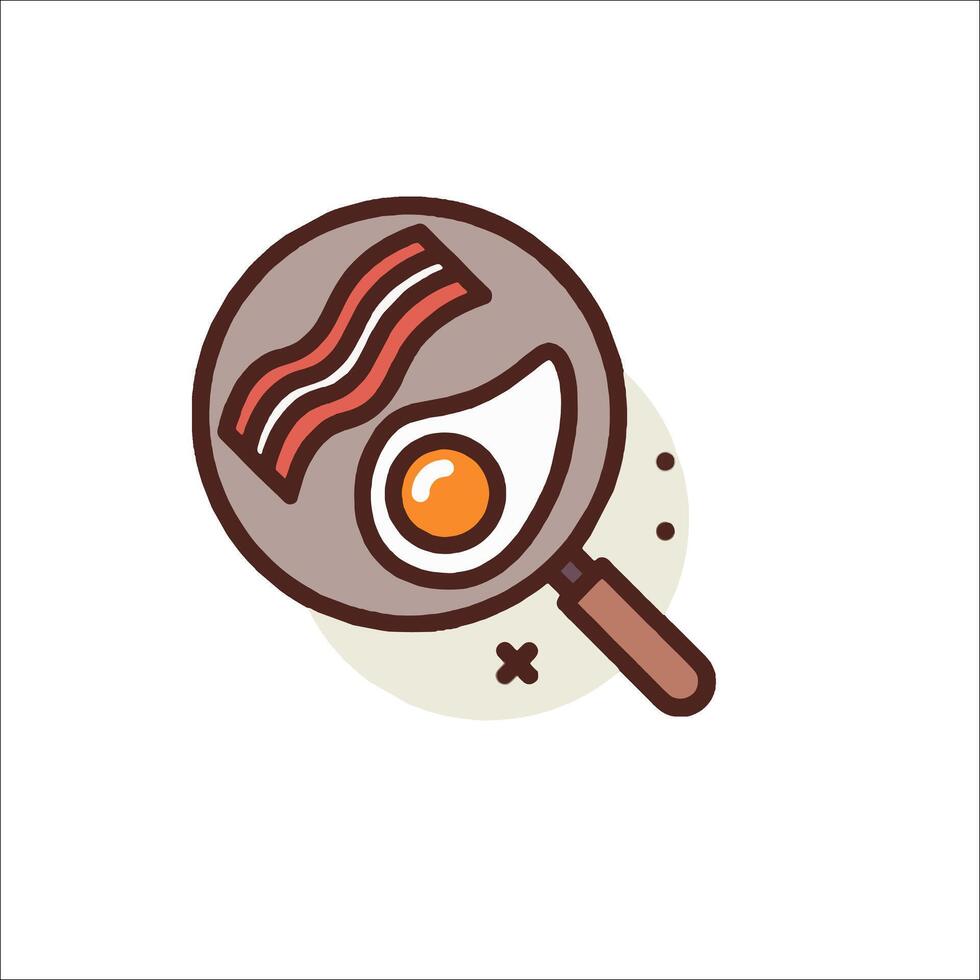 Fried egg and bacon icon illustration vector