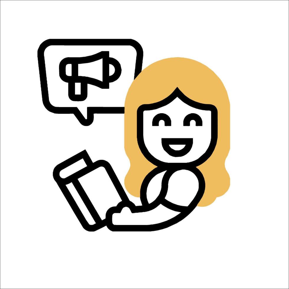 A woman holding a book and a megaphone vector